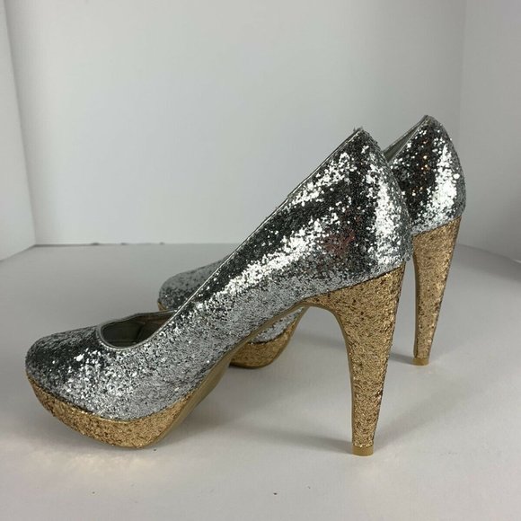 Silver‎ Gold Pumps Stripper Platforms Stilettos - Picture 3 of 4